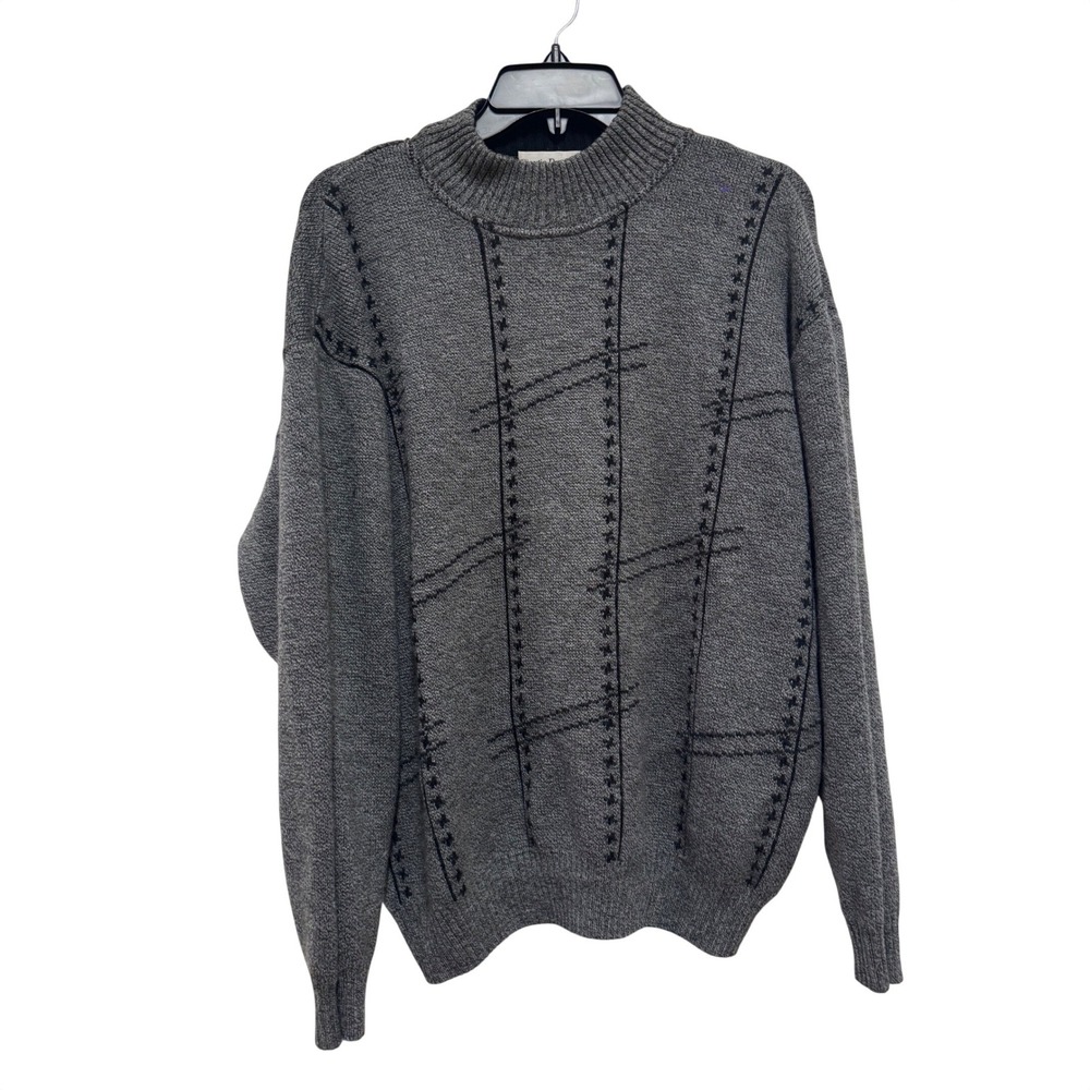 Giorgio Danieli Italy Mens L/XL Merino Wool Blend Mock Neck Knit Sweater Grey‎